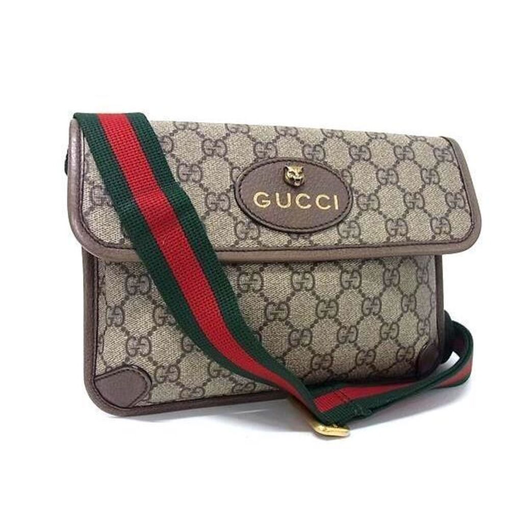 GUCCI Neo GG Supreme Leather Crossbody Shoulder Bag Brown